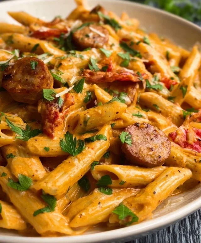 One Pot Creamy Cajun Sausage Pasta (30-Minutes)
