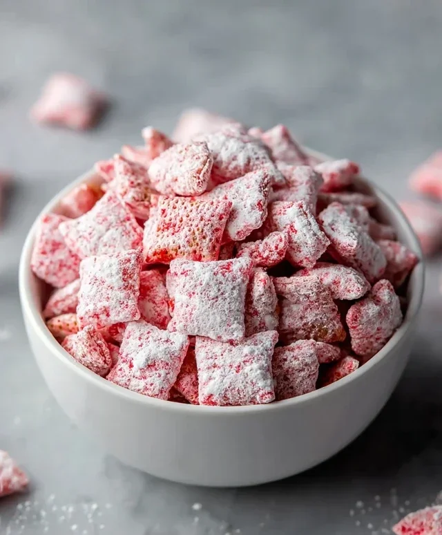 Easy Strawberry Shortcake Puppy Chow