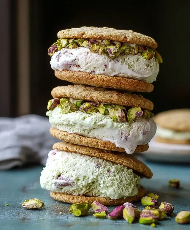 Pistachio Cookie Ice Cream Sandwiches