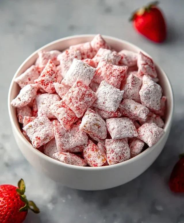 Easy Strawberry Shortcake Puppy Chow