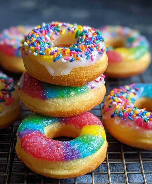 Mini Rainbow Vanilla Bean Donuts