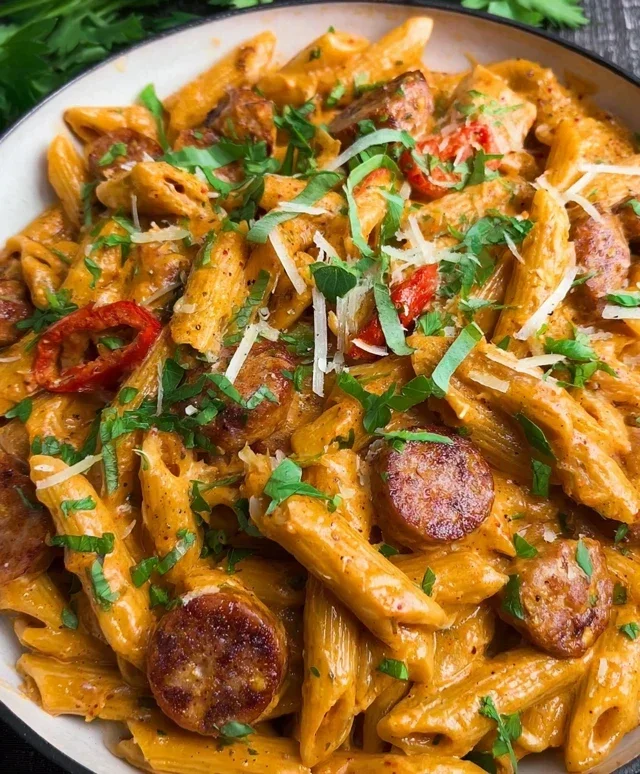 One Pot Creamy Cajun Sausage Pasta (30-Minutes)