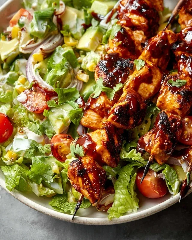 BBQ Chicken Skewer Salad