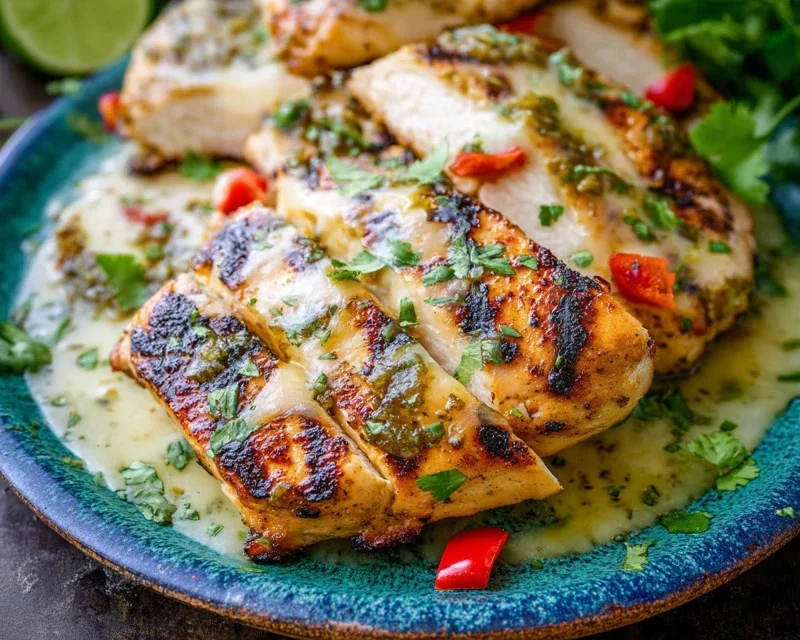 Grilled Salsa Verde Pepper Jack Chicken