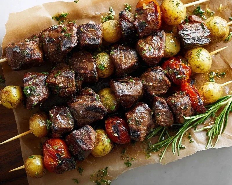 Rosemary Garlic Steak Kebabs