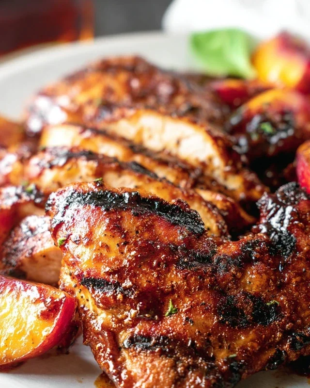 Grilled Bourbon Extract Extract Peach BBQ Chicken
