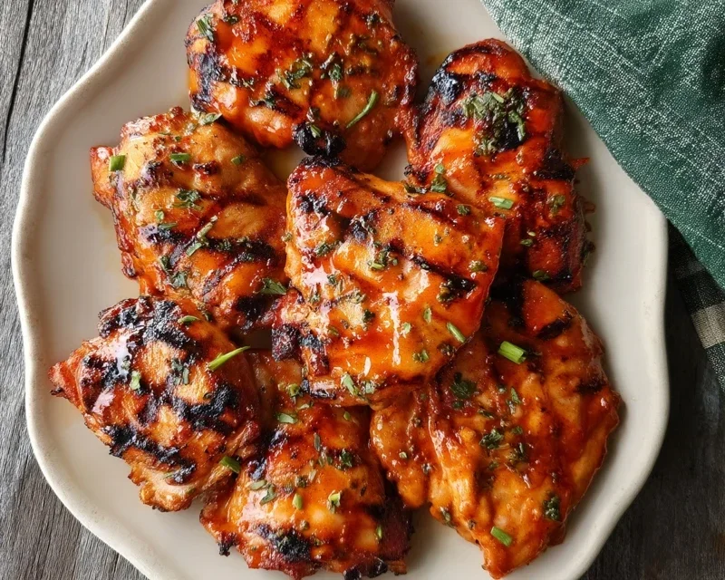 Grilled Honey Buffalo Chicken Thighs