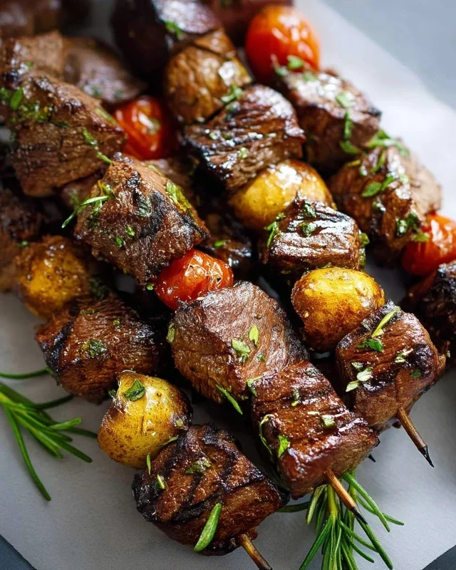 Rosemary Garlic Steak Kebabs