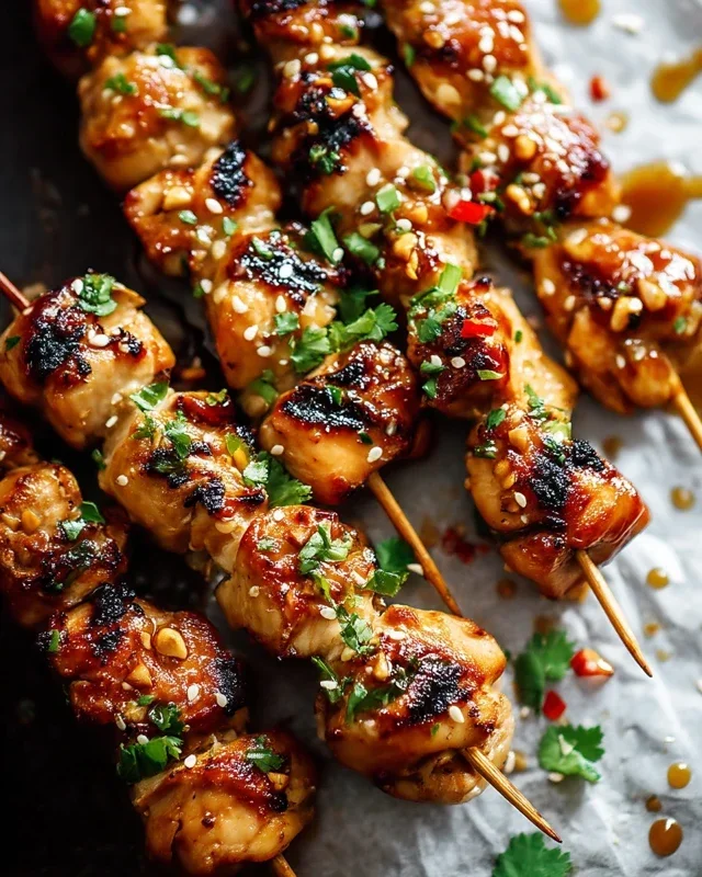 Easy Grilled Asian Chicken Skewers with Honey Garlic Sauce