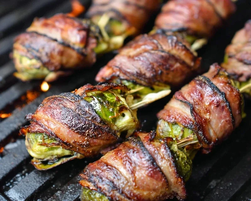 Grilled Beef Beef Bacon Wrapped Brussels Sprouts
