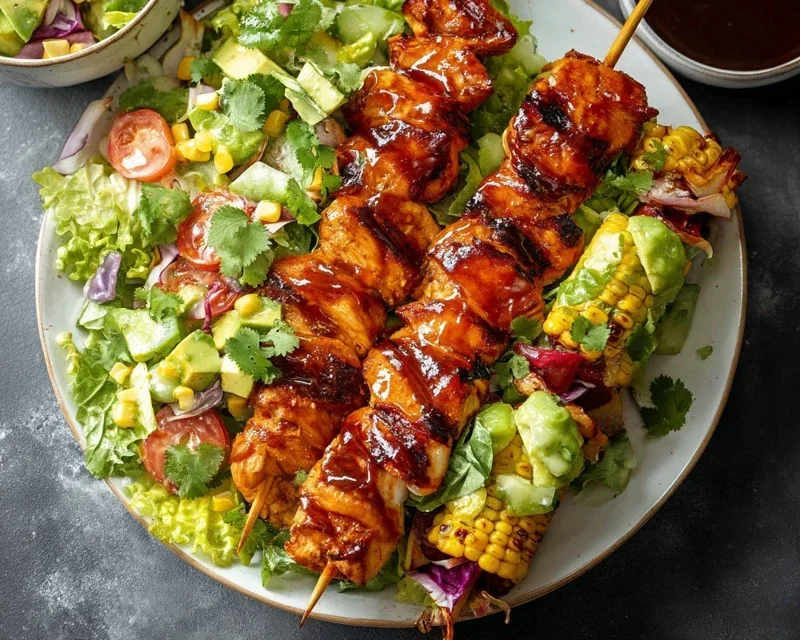 BBQ Chicken Skewer Salad