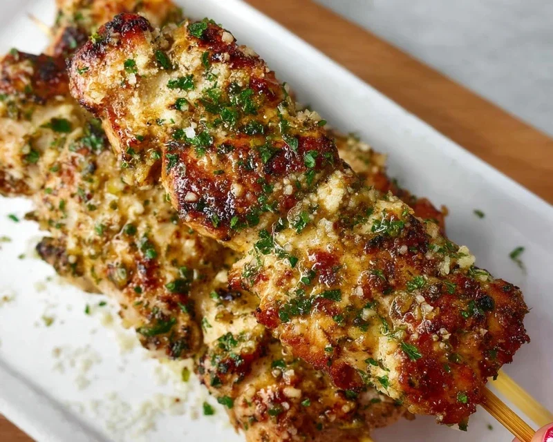 Ranch Garlic Parmesan Chicken Skewers