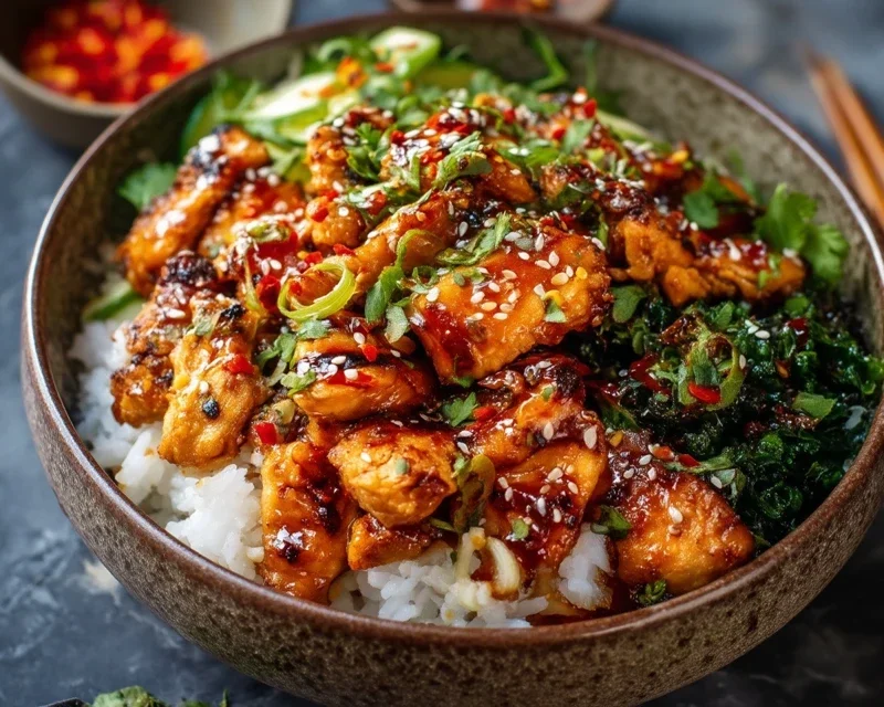 Spicy Honey Gin Extract Extractger Chicken Bowls With Yum Yum Sauce