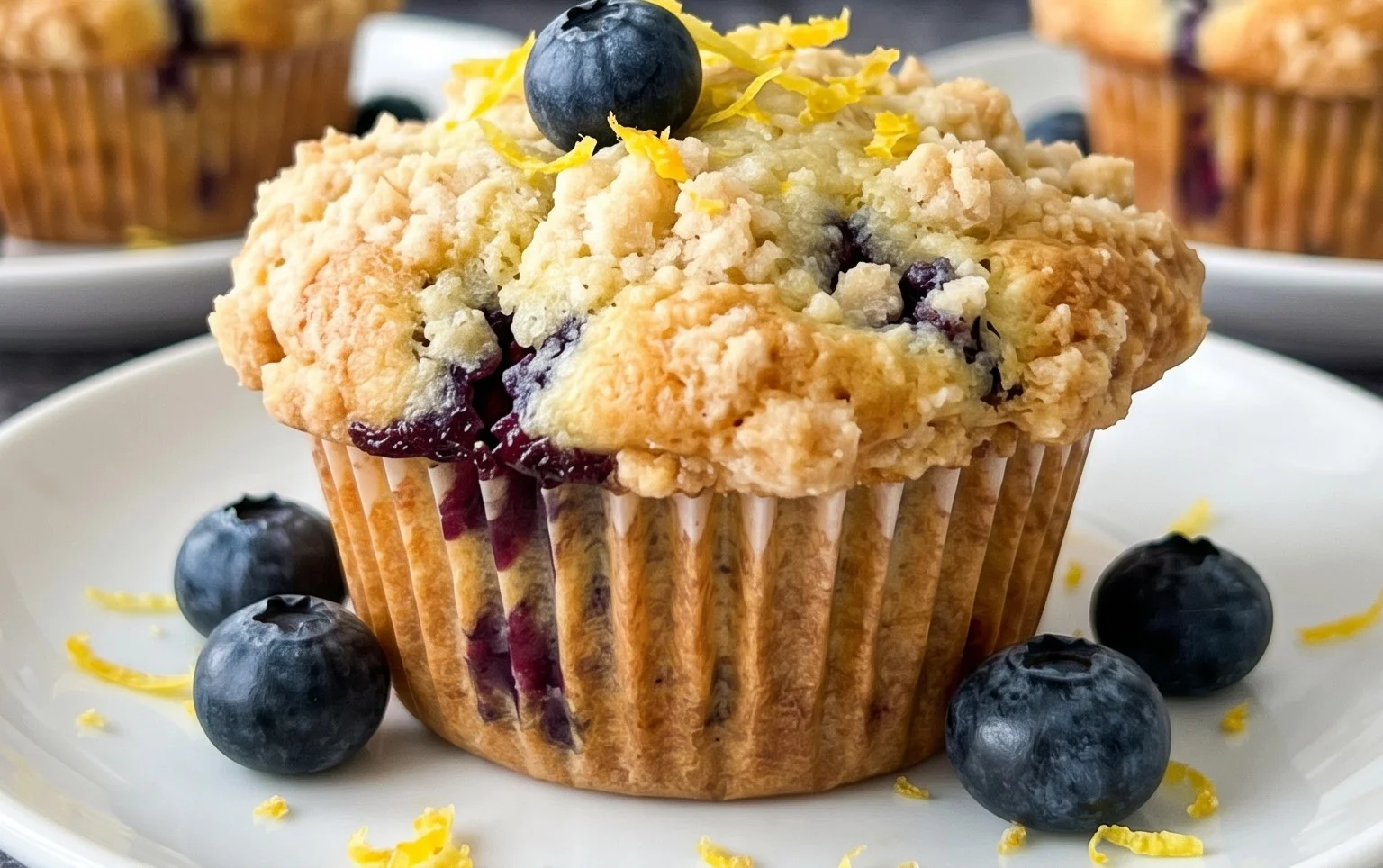 Lemon Blueberry Streusel Muffins