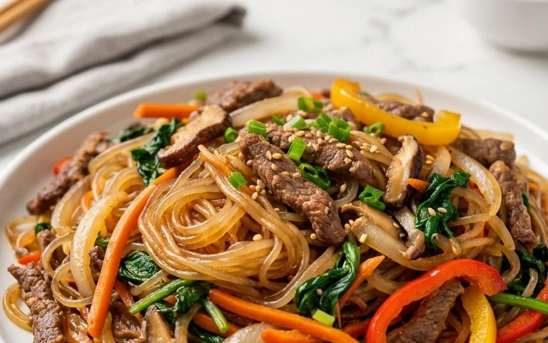 Japchae (Korean Glass Noodle Stir Fry)