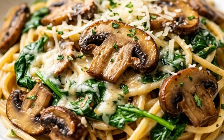 Parmesan Spinach Mushroom Pasta Skillet