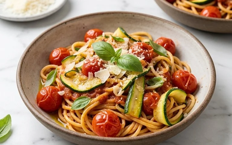 Healthy Tomato Zucchini Pasta
