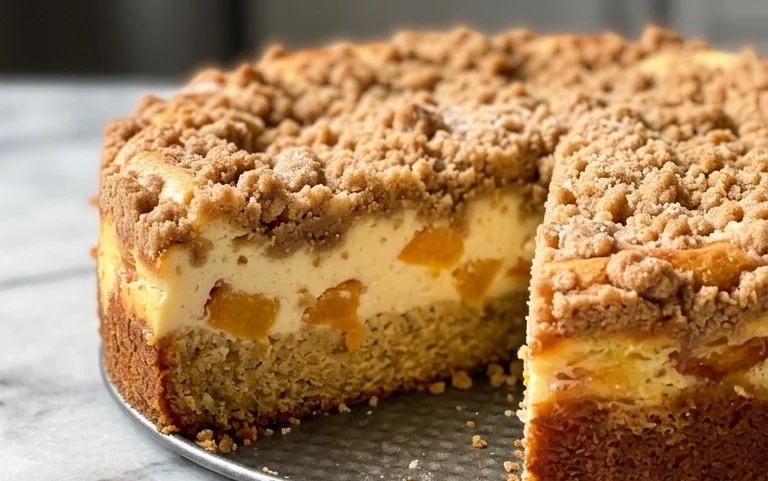 Peach Cream Cheese Cake with Streusel Topping