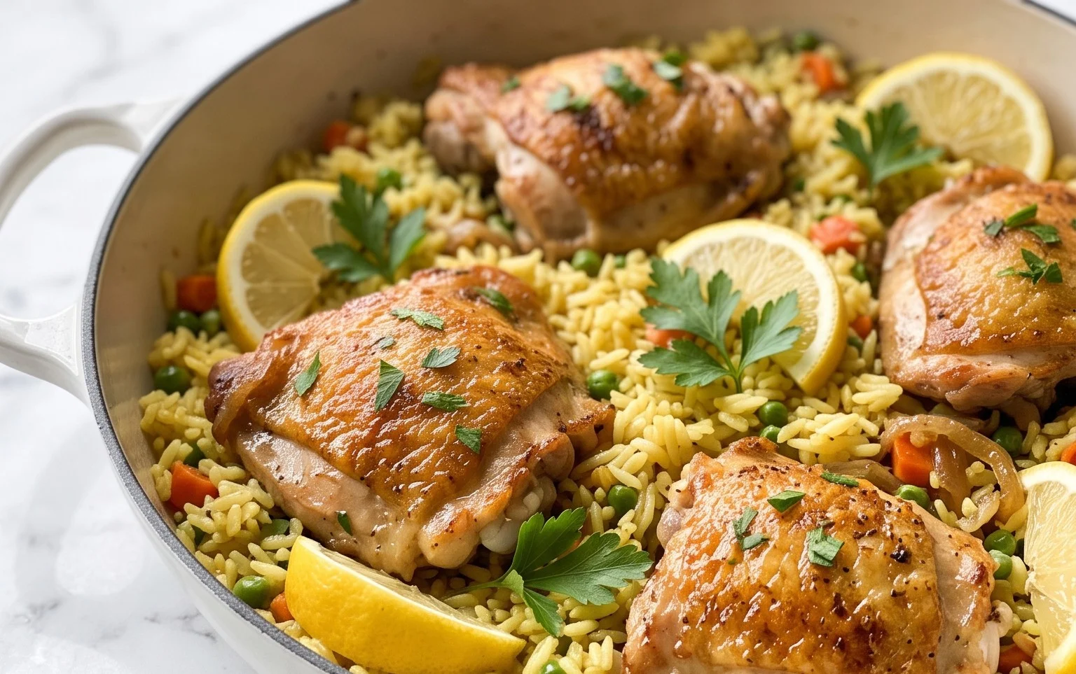 Greek Chicken and Lemon Rice (30 Minutes, One-Pot)