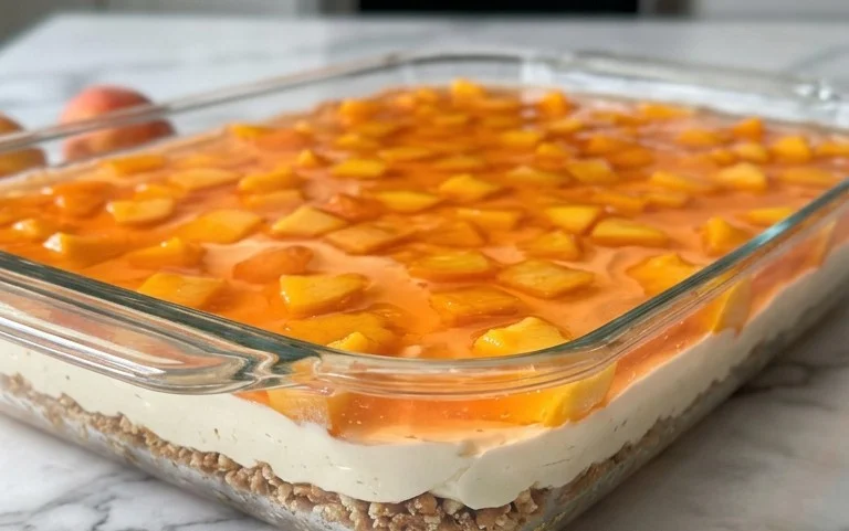Peach Pretzel Salad Dessert
