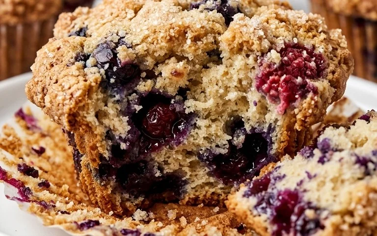 Bakery Style Mixed Berry Muffins | with Frozen Berries