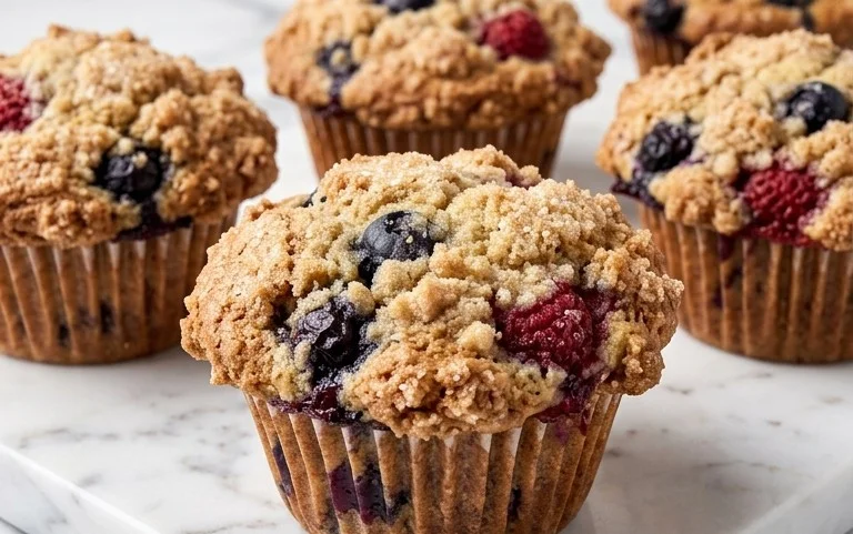 Bakery Style Mixed Berry Muffins | with Frozen Berries