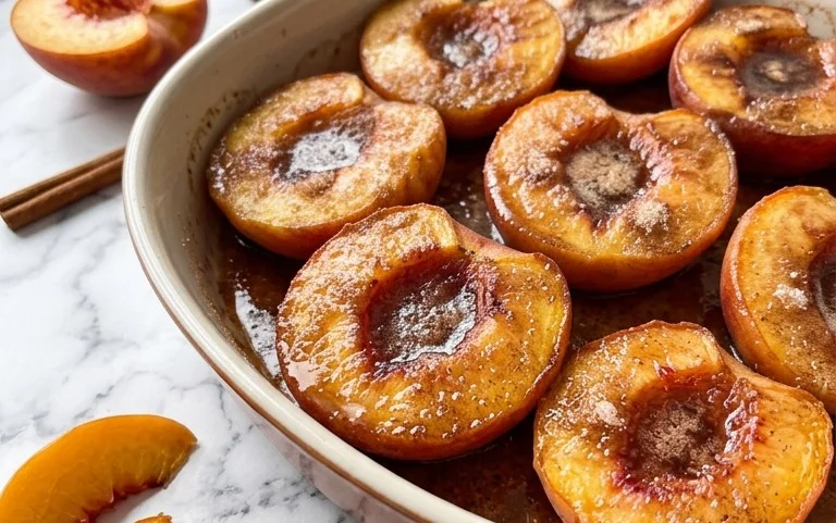 Cinnamon Sugar Baked Peaches
