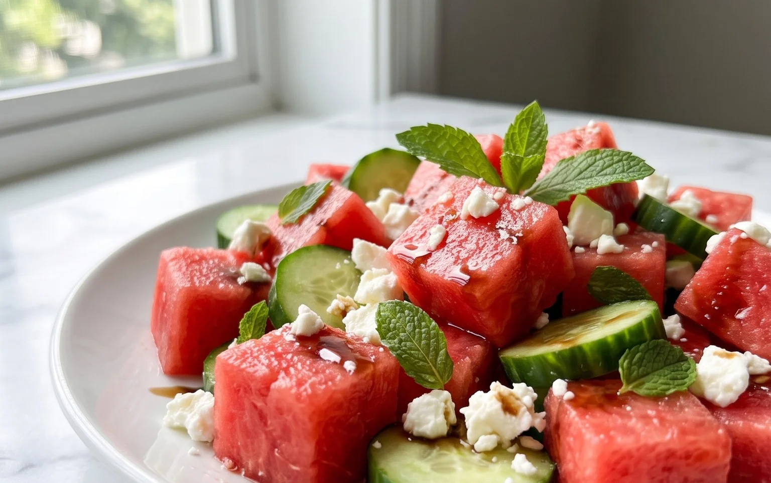 Watermelon Salad with Cucumber and Feta